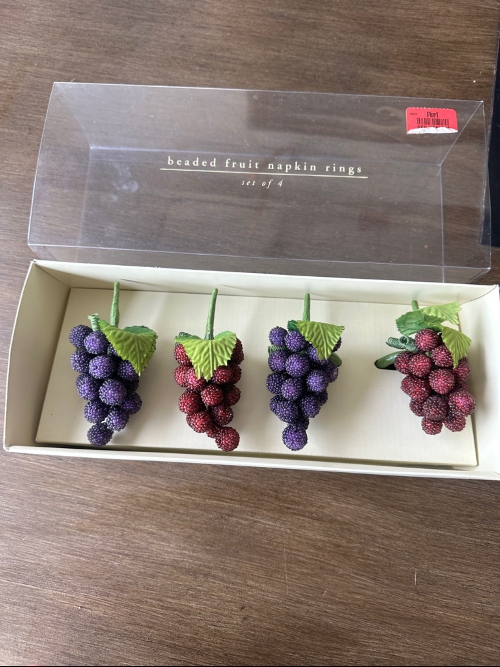 Pier 1 Beaded Grape Napkin Rings in Purple & Red